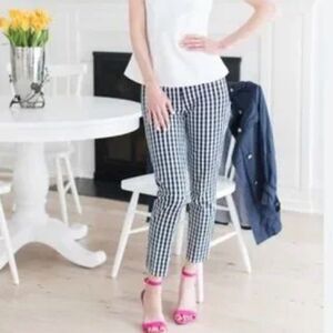 J. Crew Martie Crop Pants Navy Gingham Women's Career Bottoms Size 8T